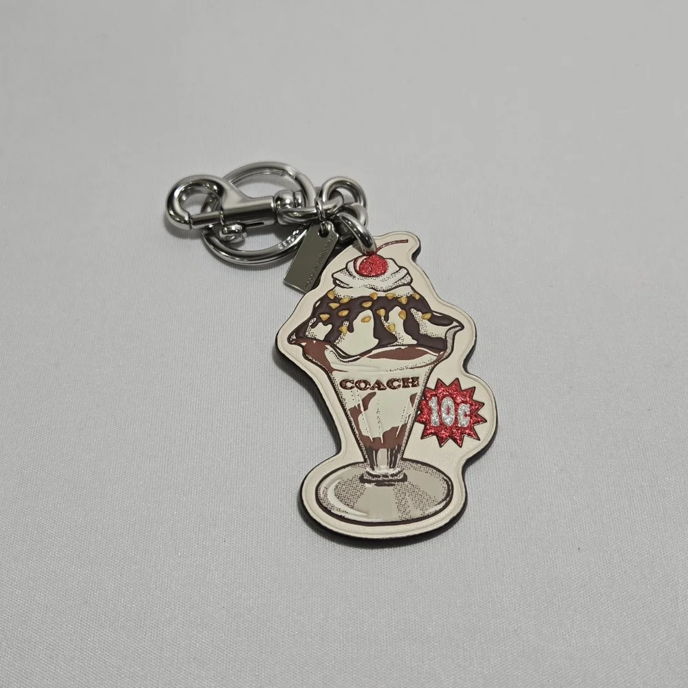 Coach Ice Cream Sundae Chalk/Multi Leather Bag Charm